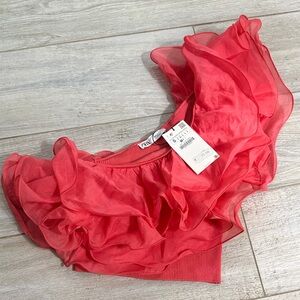 Women Zara Vibrant Red Ruffle Crop Top Sz.S